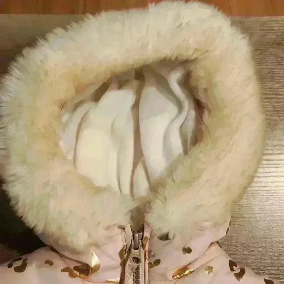 Carter's Fleece Lined Hooded Puffer Coat Pink Cheetah Print NWOT - Picture 3 of 6